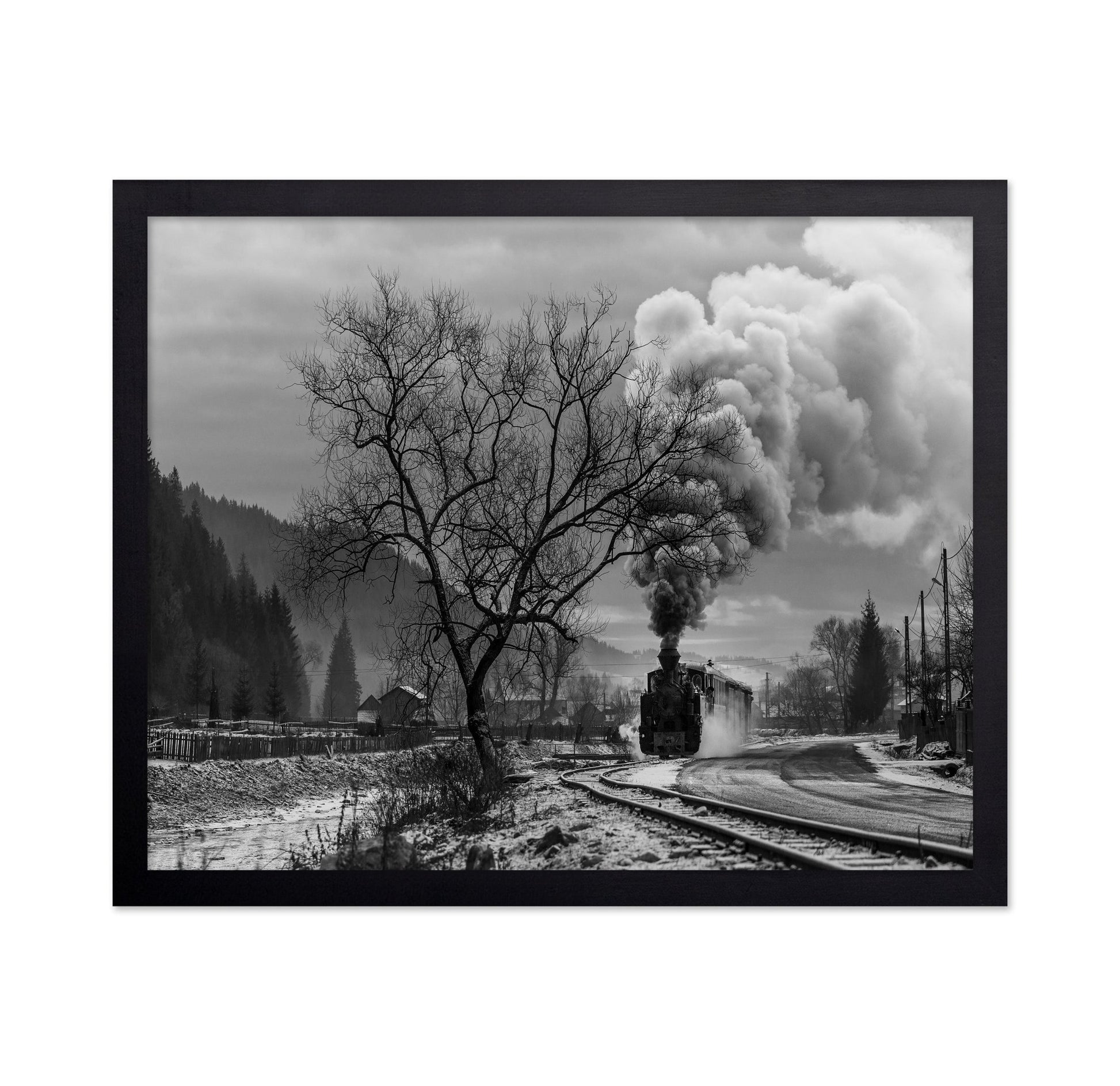 Winter Train Bend