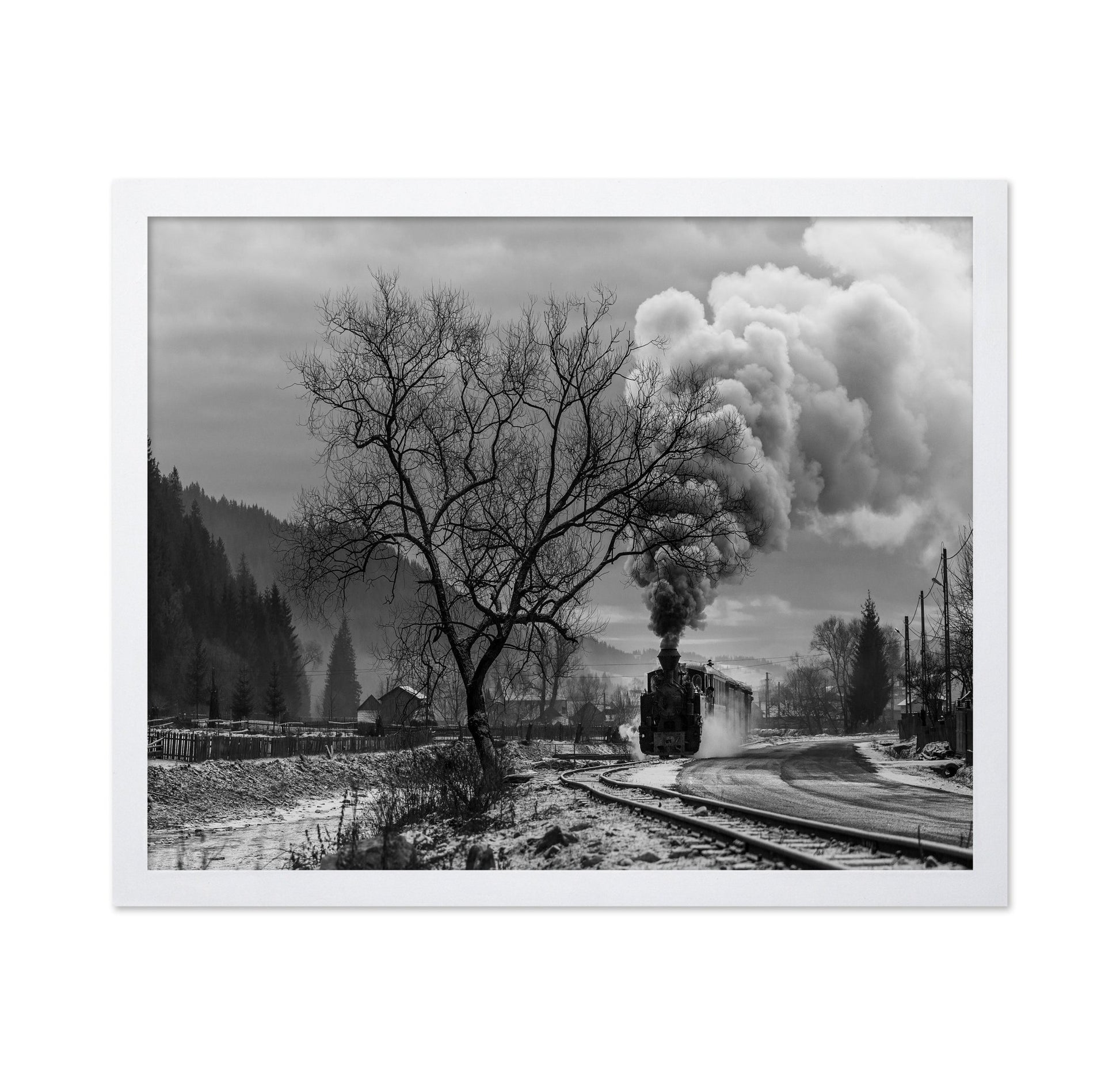 Winter Train Bend