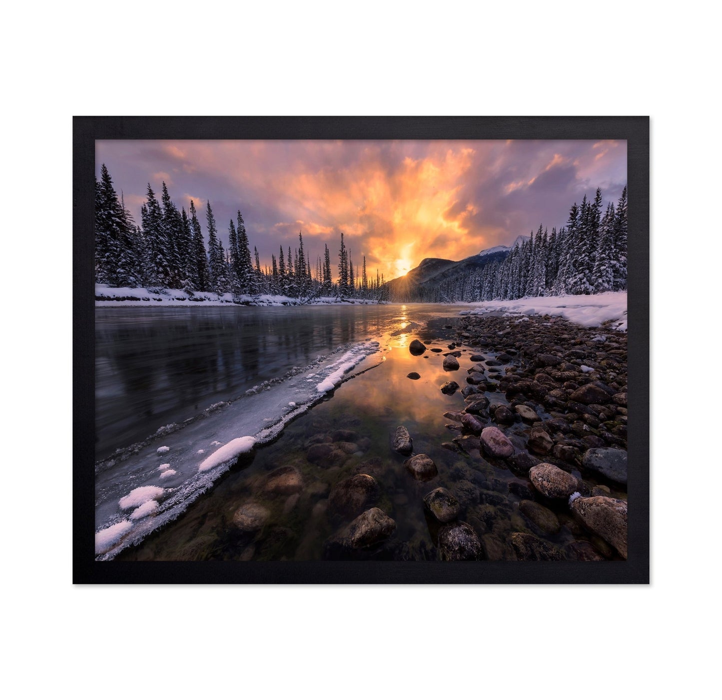 Winter River Sunset