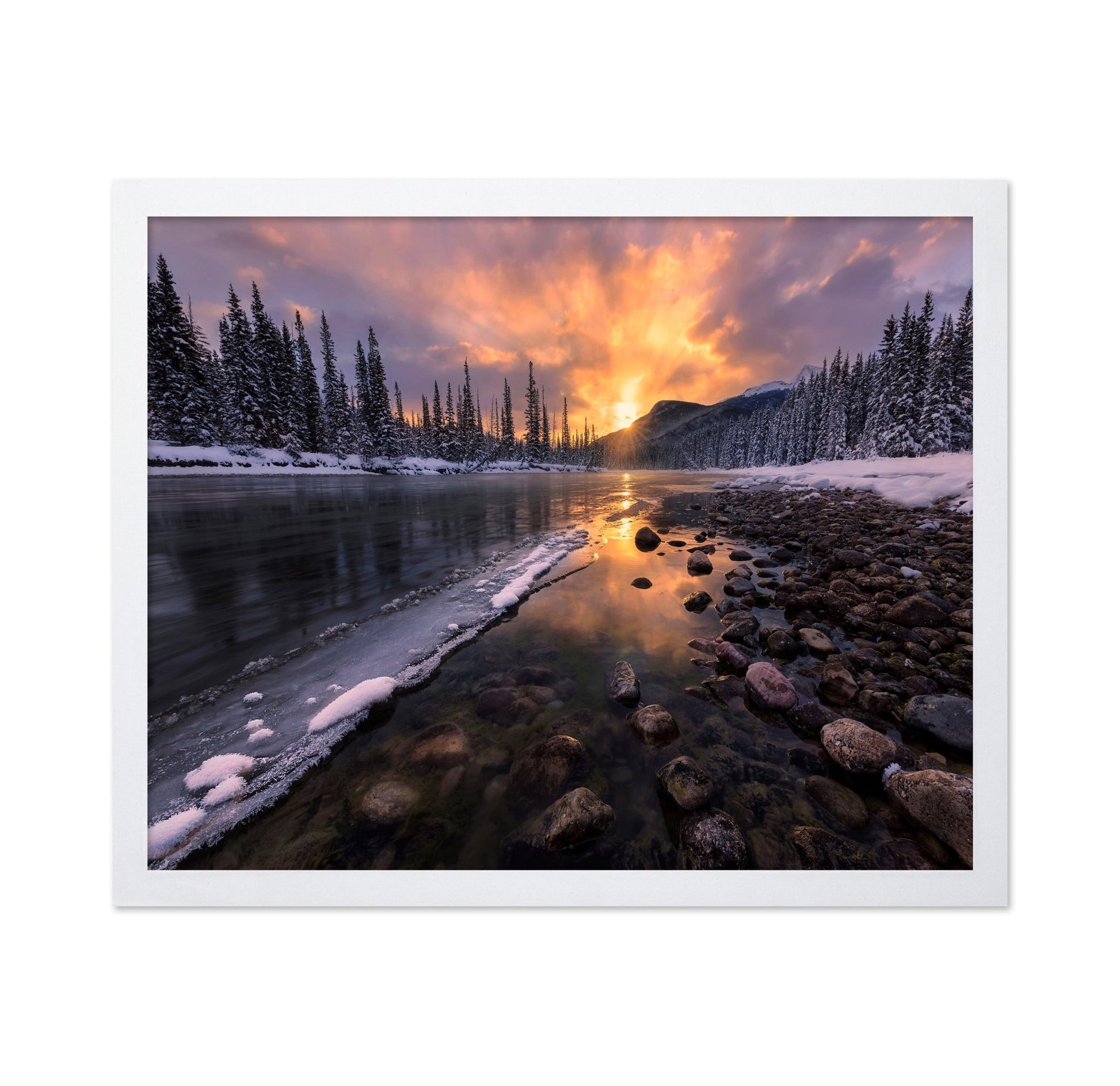 Winter River Sunset