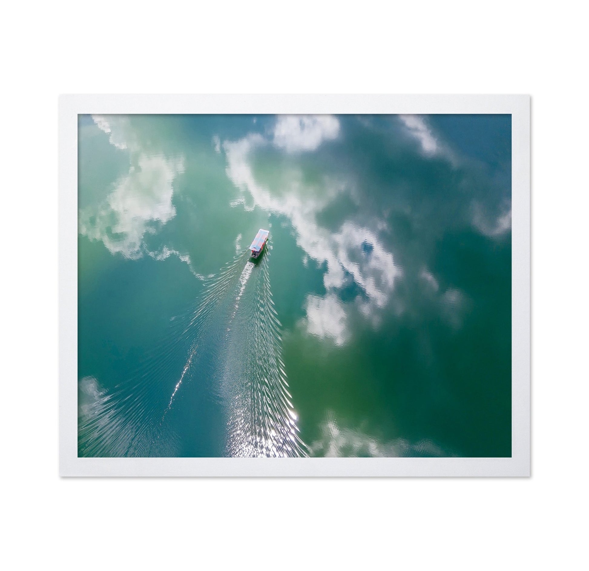 Boat Through Sky Water