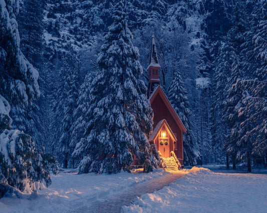 Snowy Chapel Glow