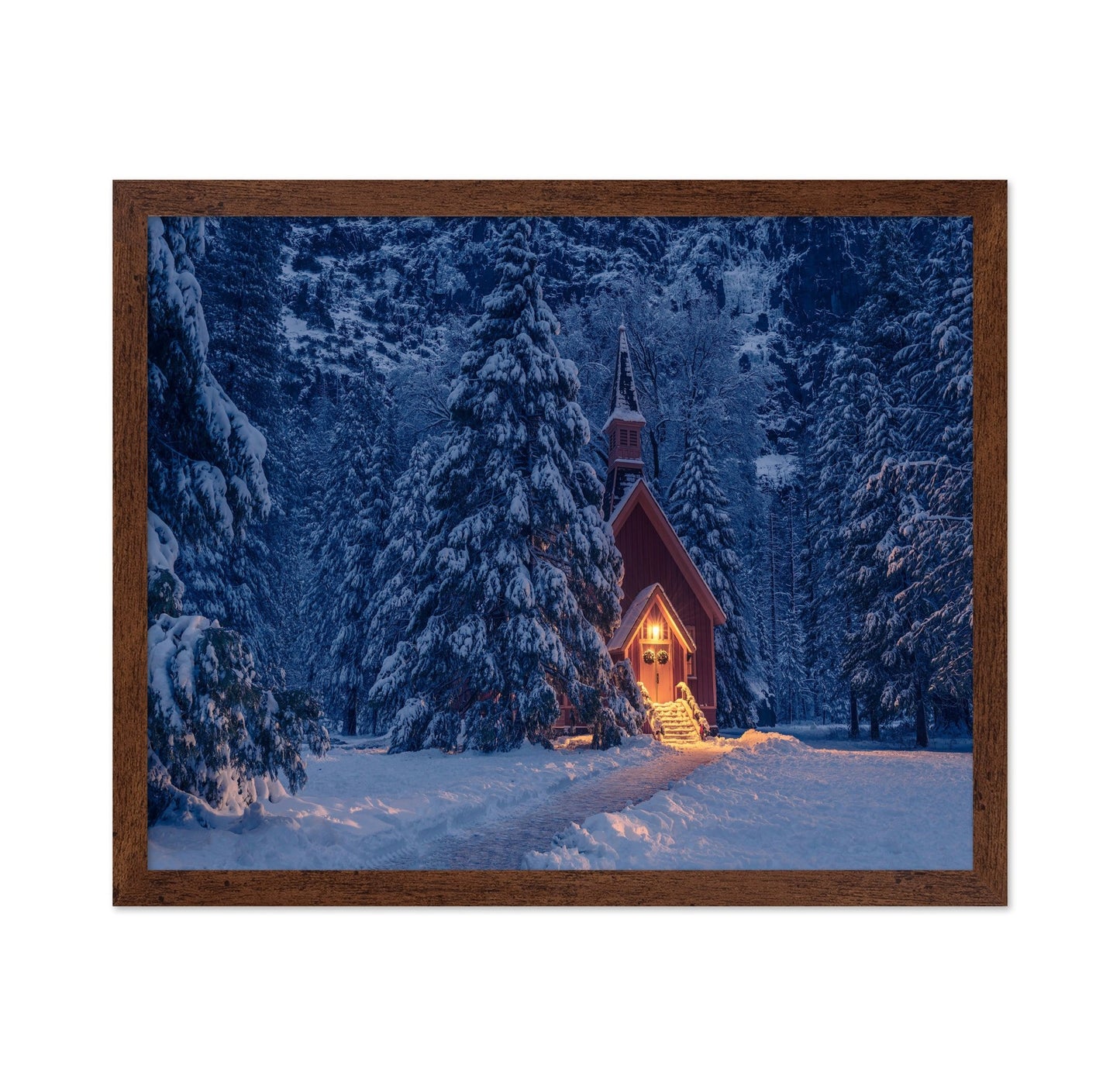Snowy Chapel Glow