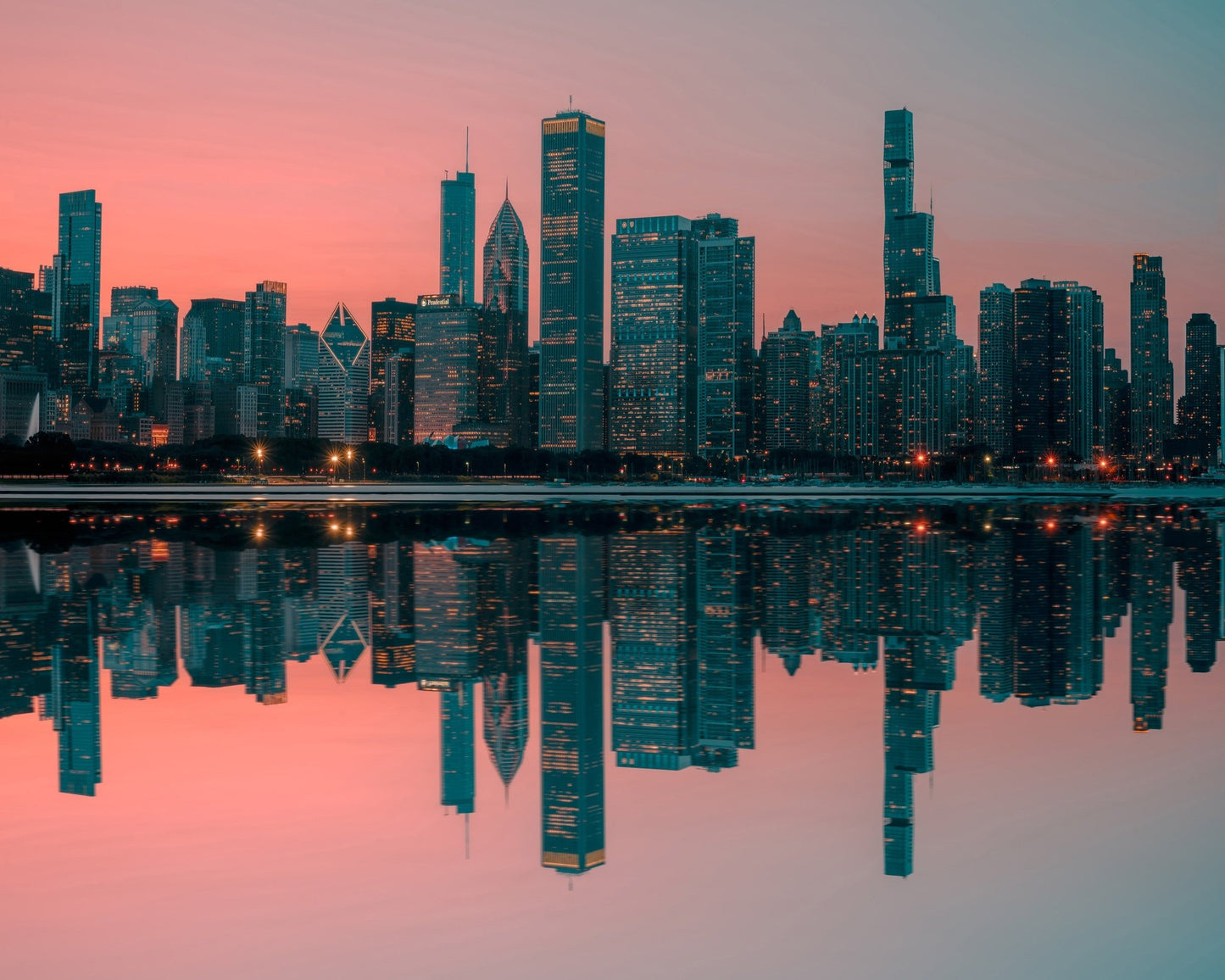 Chicago Sunset Reflection