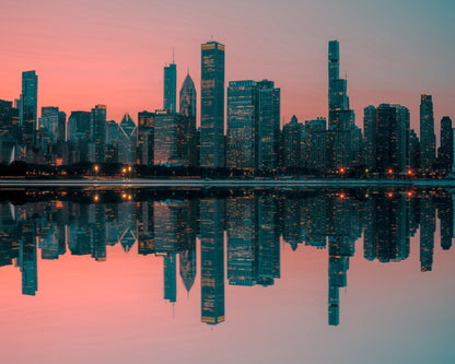 Chicago Sunset Reflection