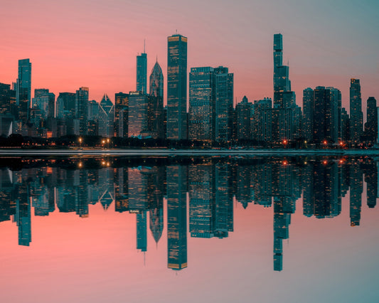 Chicago Sunset Reflection