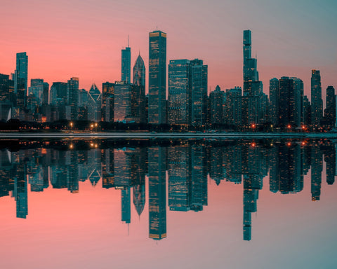 Chicago Sunset Reflection