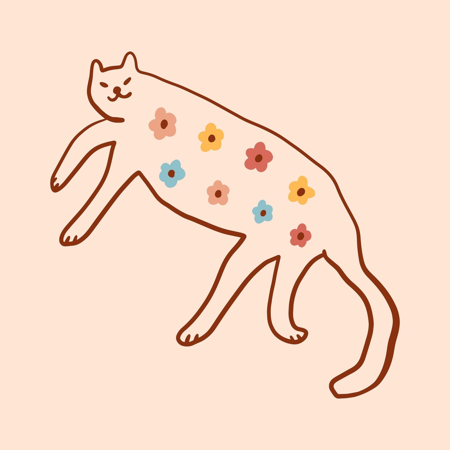 Floral Cat Illustration