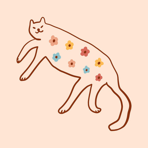 Floral Cat Illustration