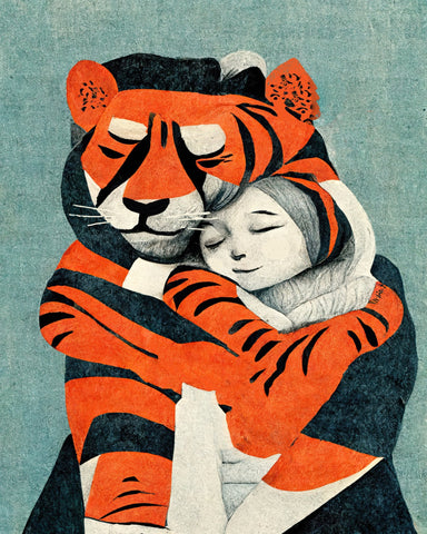 Tiger Hug Illustration