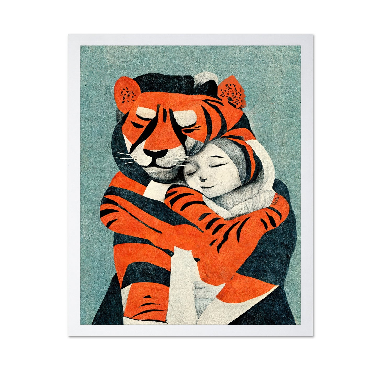 Tiger Hug Illustration