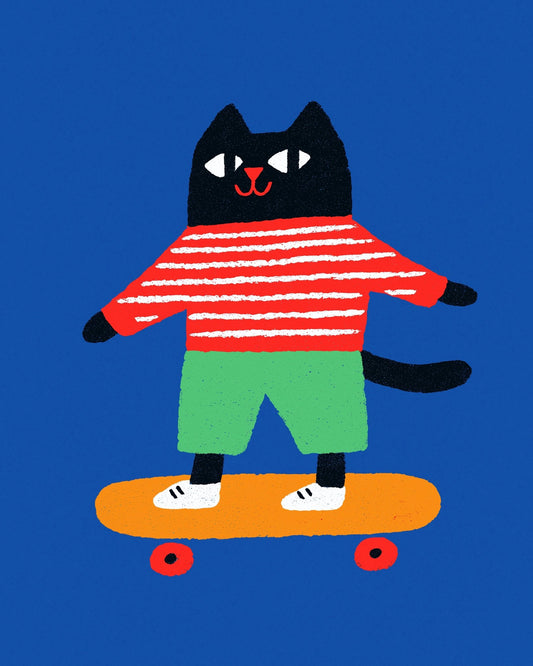 Skateboarding Cat