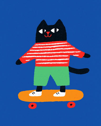 Skateboarding Cat