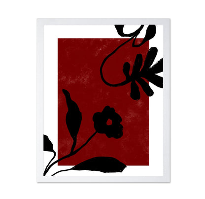 Crimson Floral Silhouette