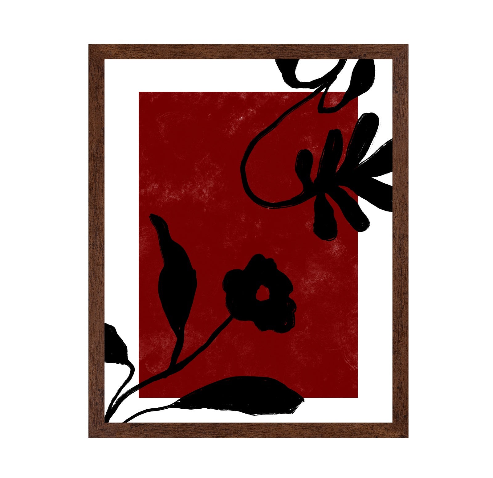 Crimson Floral Silhouette
