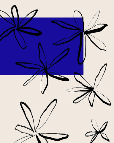 Indigo Floral Sketch