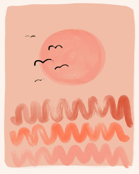 Peach Sunset Waves