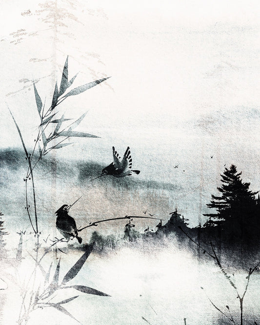 Misty Bamboo Birds