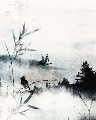 Misty Bamboo Birds