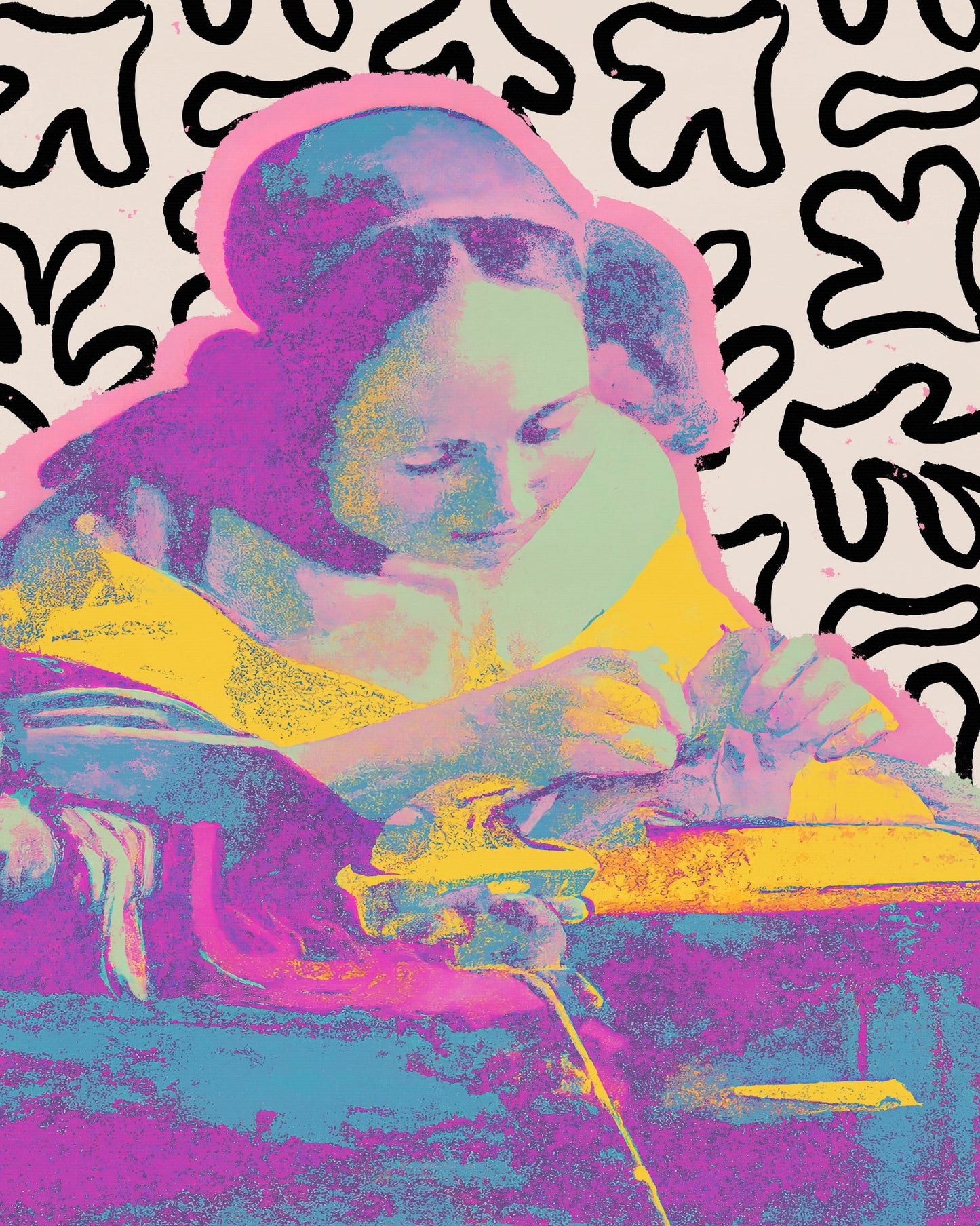 Neon Sewing Portrait