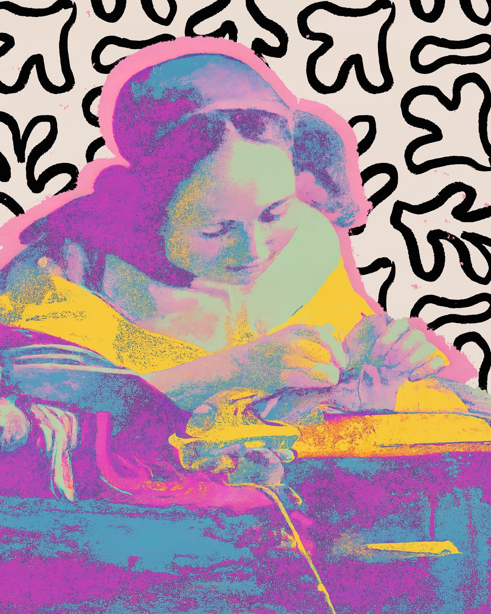 Neon Sewing Portrait