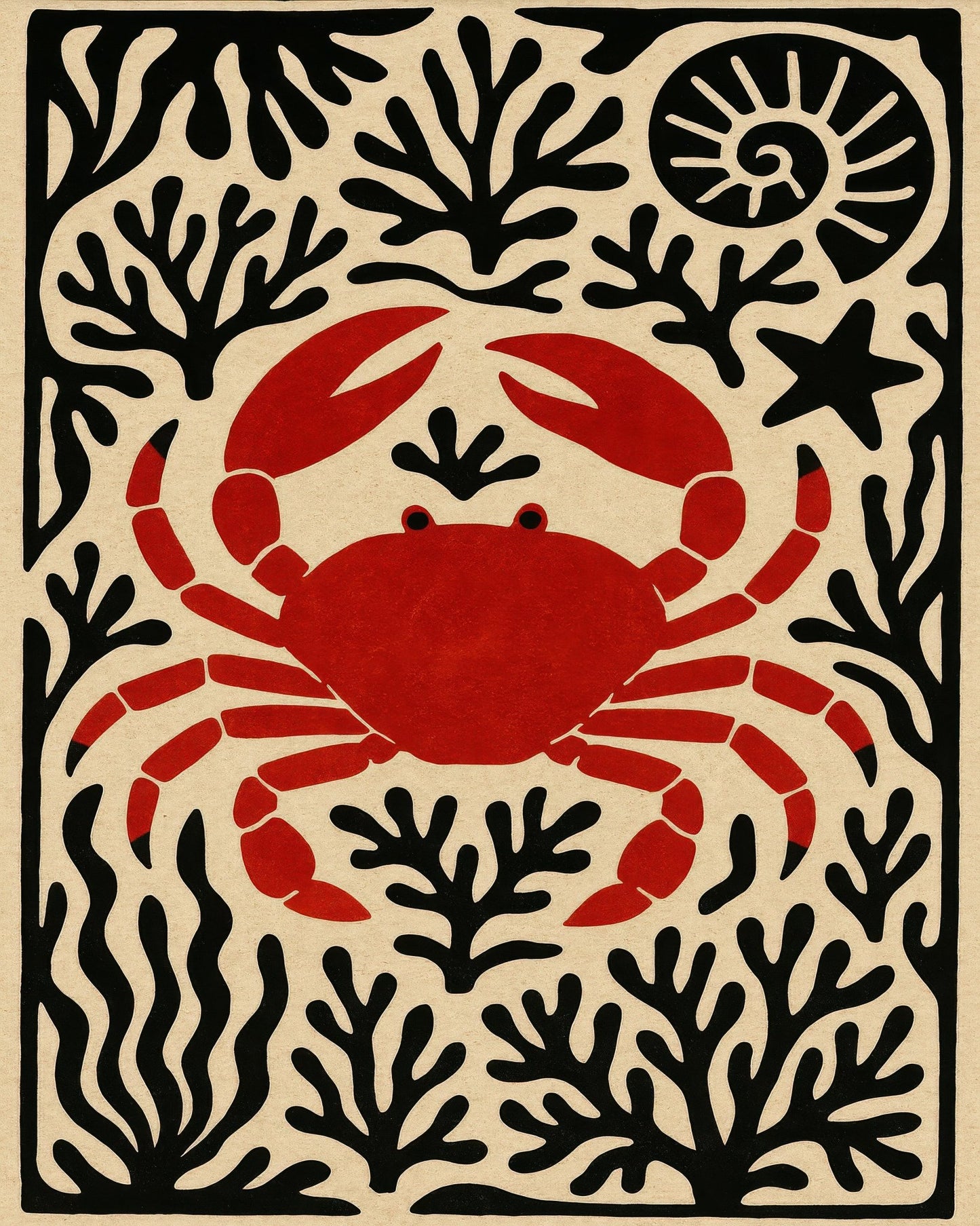 Red Crab Coastal Art