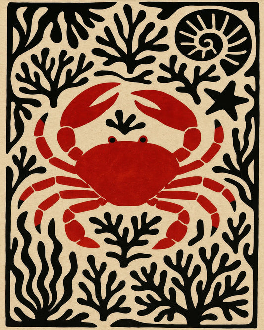 Red Crab Coastal Art