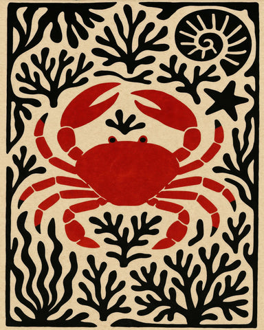 Red Crab Coastal Art