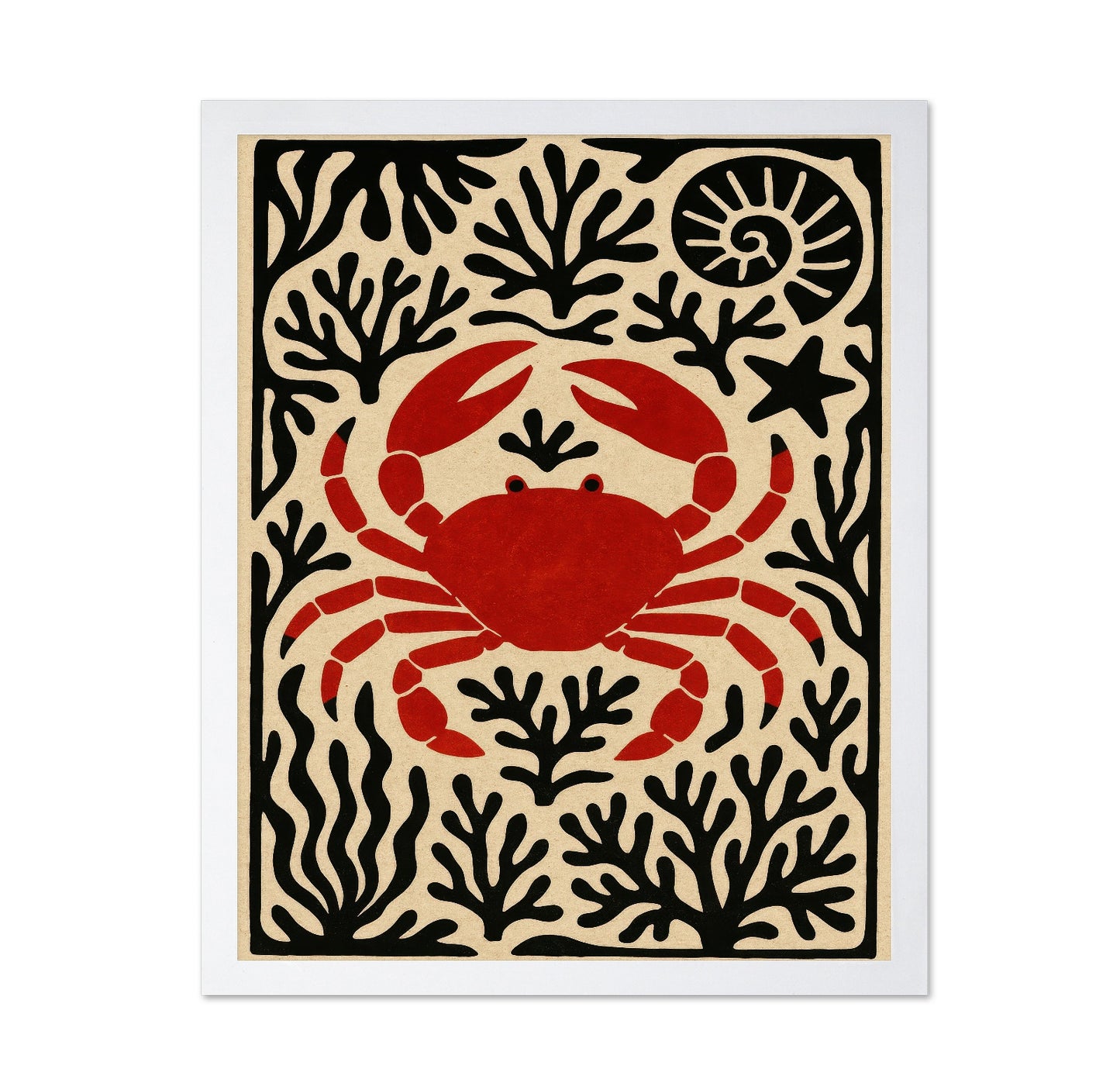 Red Crab Coastal Art