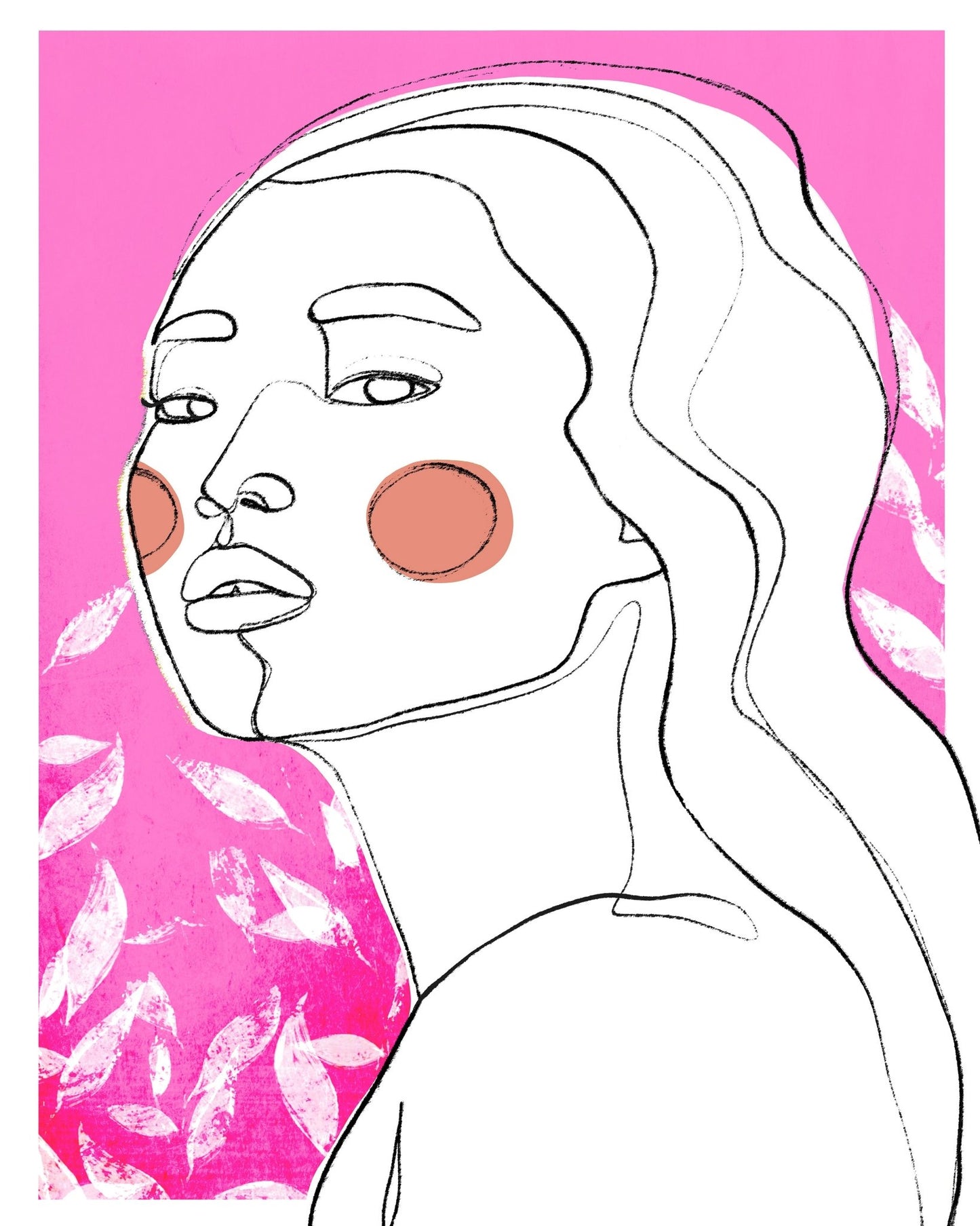 Pink Line Art Portrait