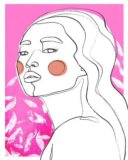 Pink Line Art Portrait