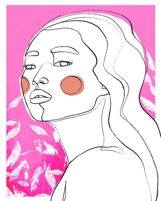 Pink Line Art Portrait