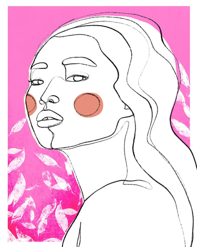 Pink Line Art Portrait