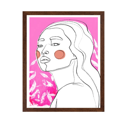 Pink Line Art Portrait