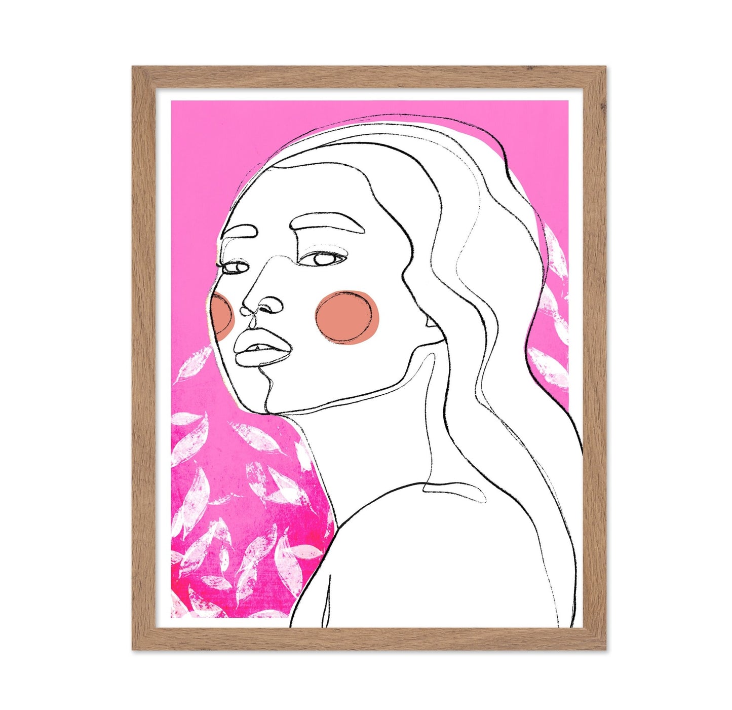 Pink Line Art Portrait