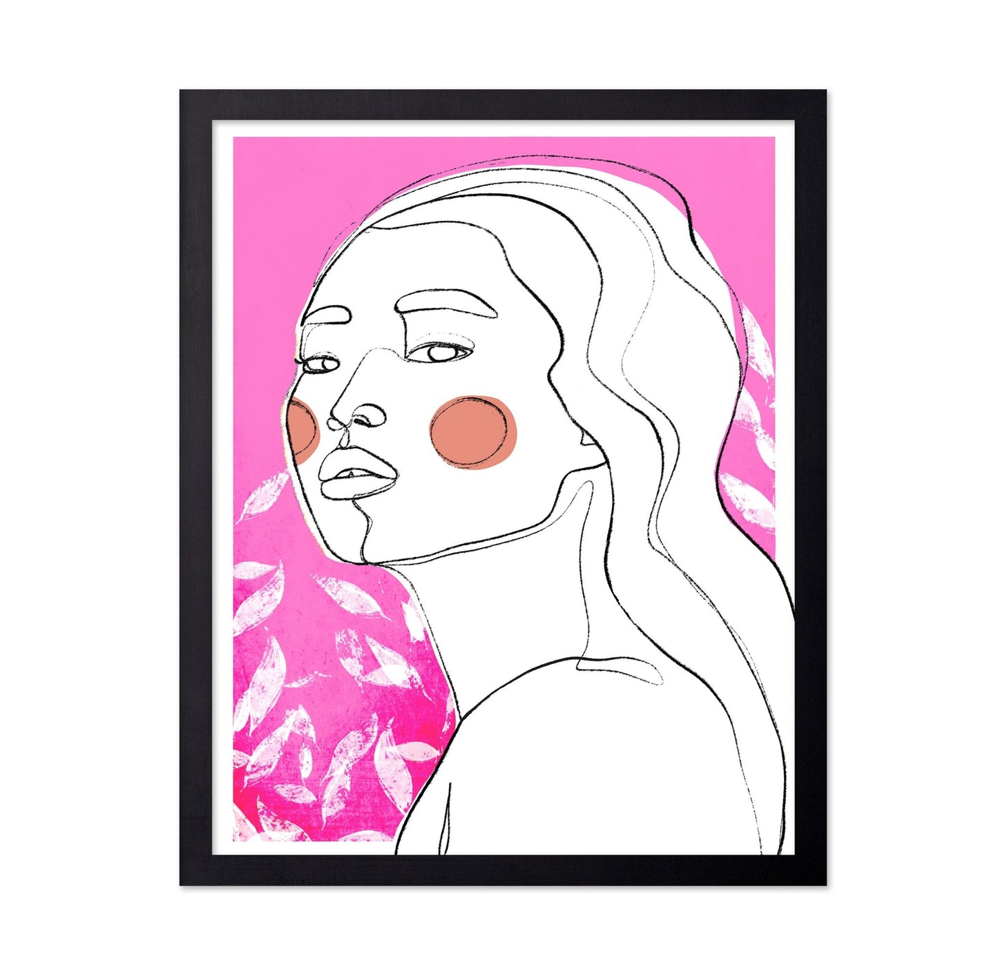 Pink Line Art Portrait