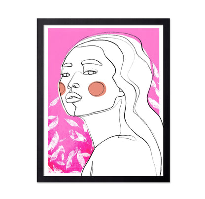 Pink Line Art Portrait