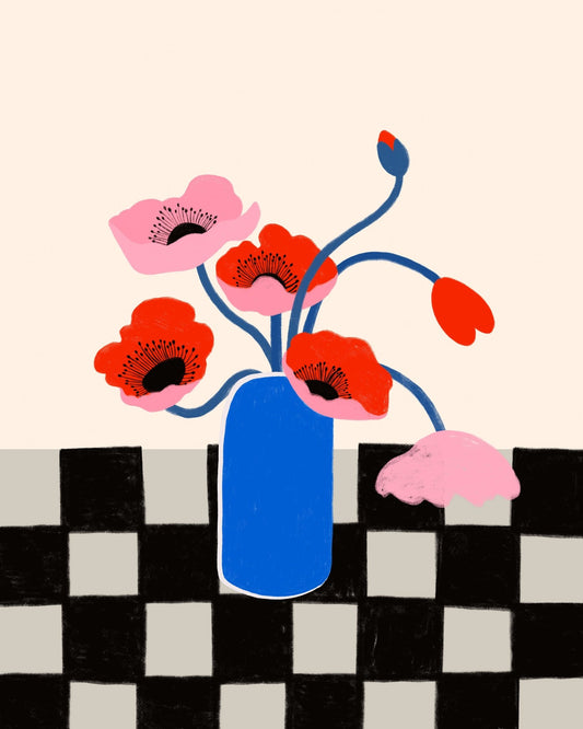 Blue Vase Poppies