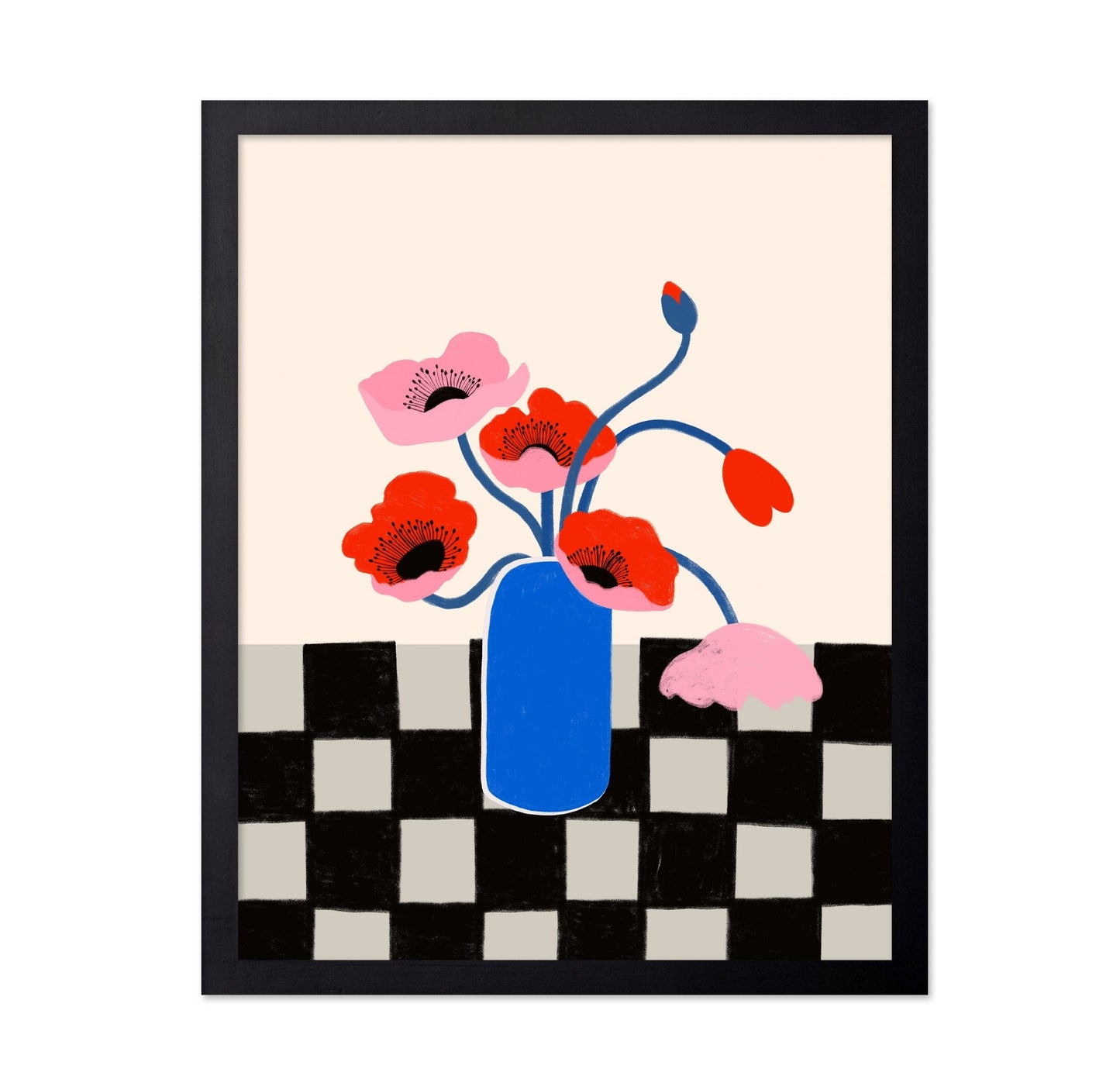 Blue Vase Poppies