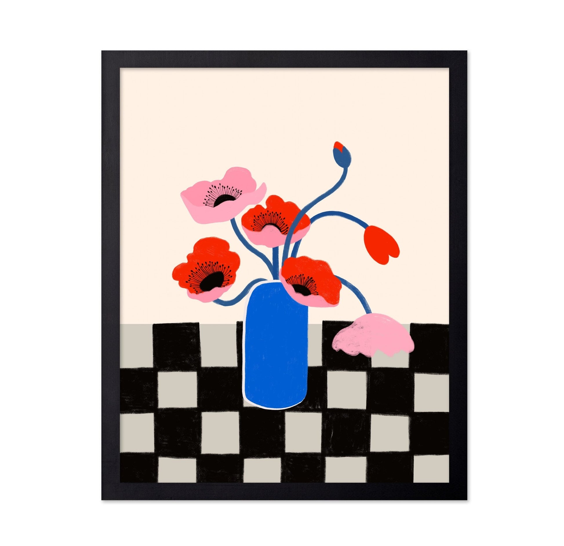 Blue Vase Poppies