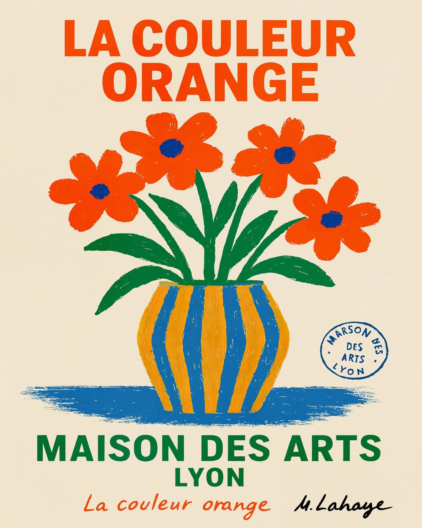 Orange Floral Vase