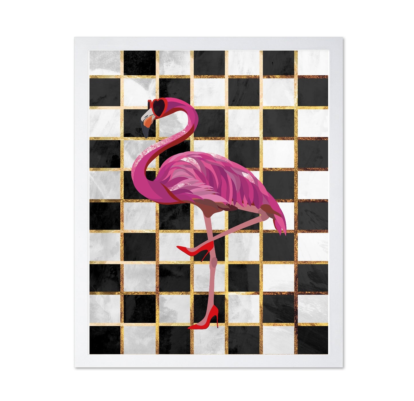 Chic Flamingo Grid