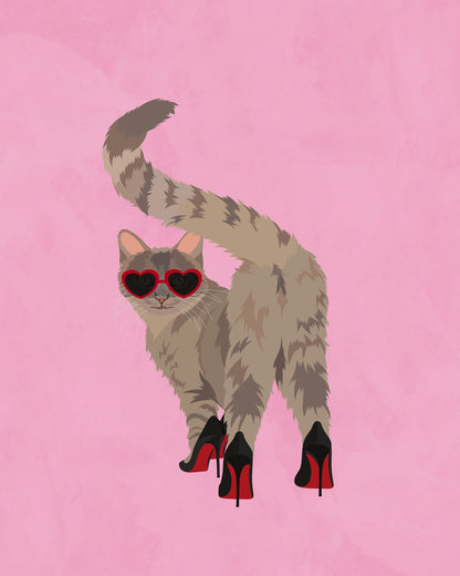 Cat Red Heels
