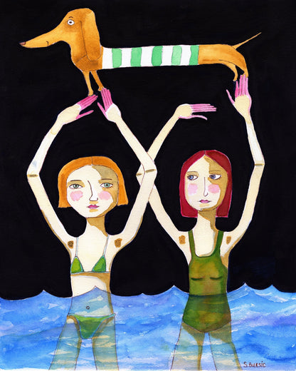 Girls With Dog