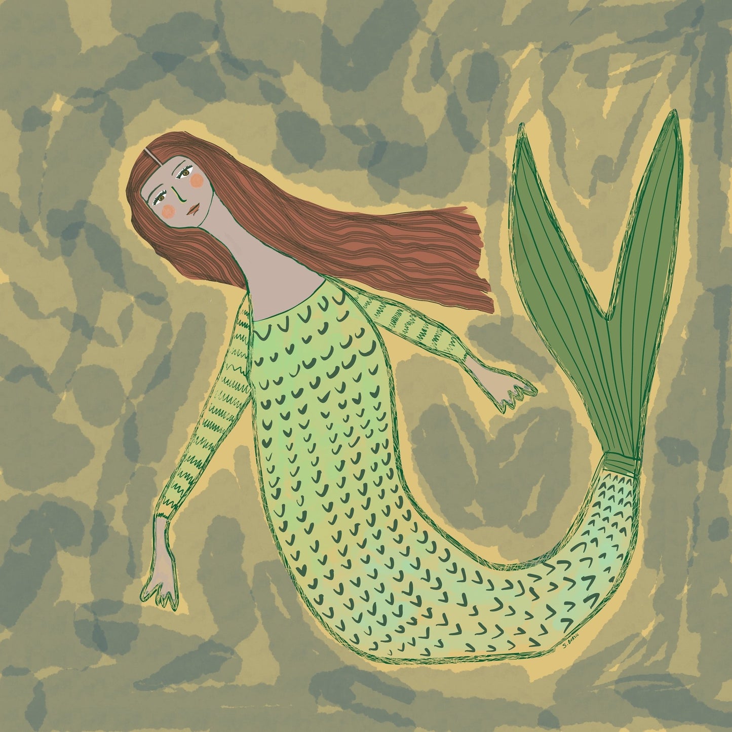 Green Mermaid Girl