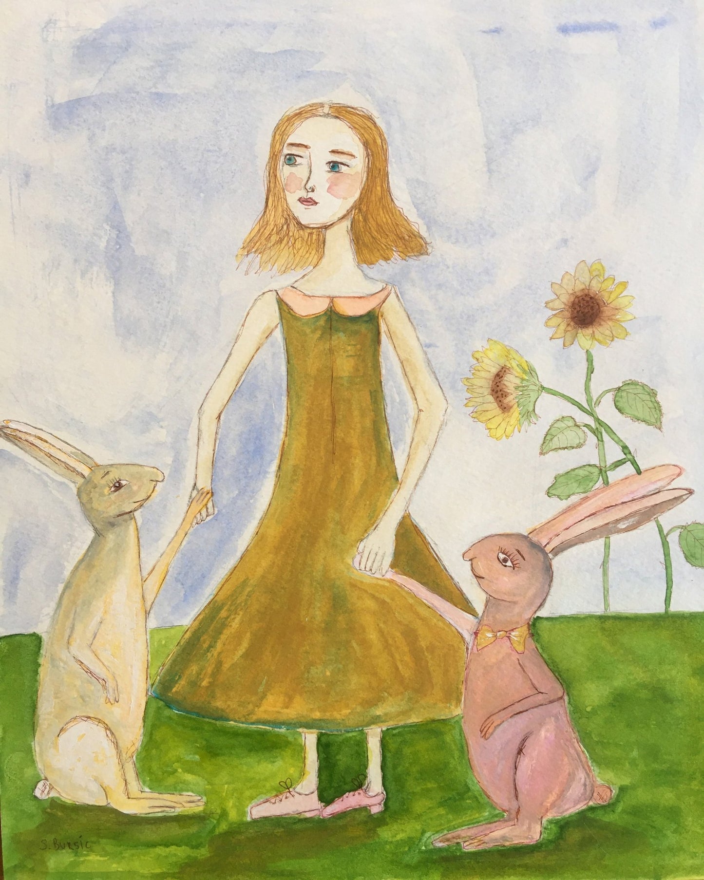 Girl With Rabbits
