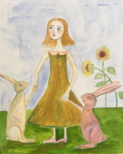 Girl With Rabbits