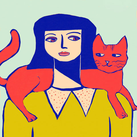 Woman With Red Cat