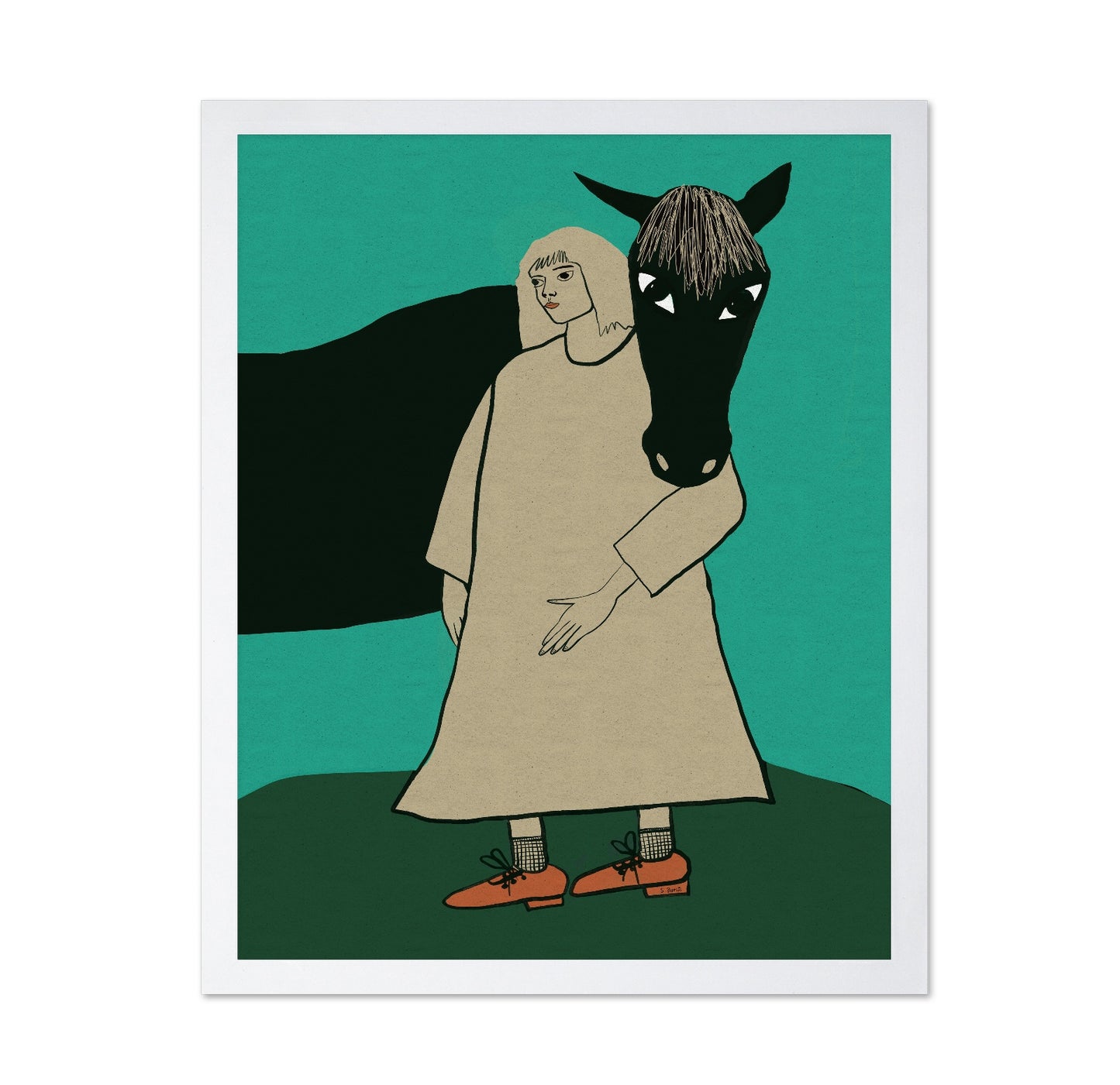 Girl With Black Horse
