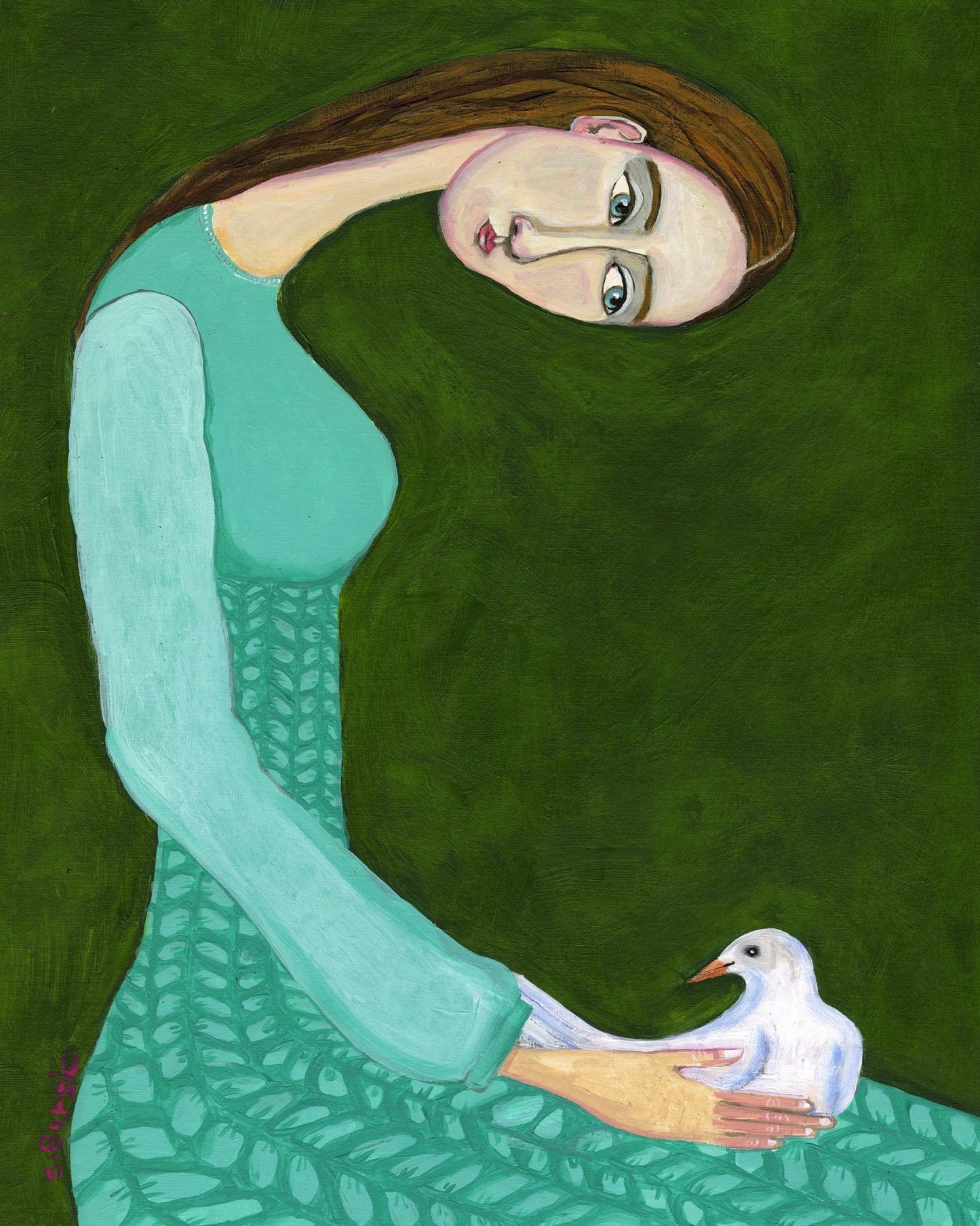 Woman With White Bird